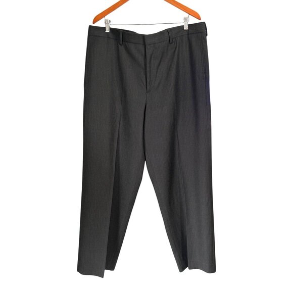 Structure Mens Dress Pants 38x30 Pinstripe Black Polyester/Viscose Trousers - Picture 1 of 6